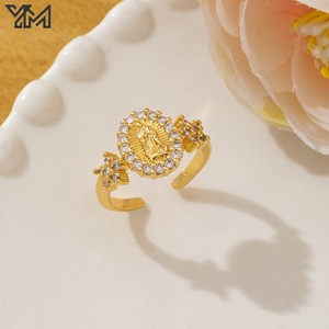 Ensemble de bagues plaquées or 18 carats Vierge Marie et <span class=keywords><strong>Saint</strong></span> <span class=keywords><strong>Jude</strong></span>, amulette religieuse multi-formes incrustée de zircon CZ, bijoux catholiques pour femmes - Product Image 4
