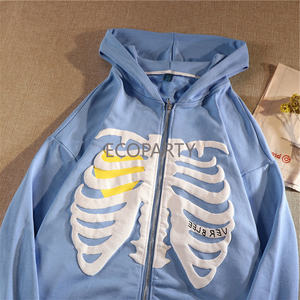 Y2k À <span class=keywords><strong>Capuche</strong></span> Harajuku Style Coréen Lâche Squelette Zip up À <span class=keywords><strong>Capuche</strong></span> Goth Grunge À Manches Longues Veste Rétro Surdimensionné <span class=keywords><strong>Sweat</strong></span> - Product Image 3
