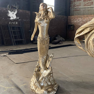 Statue de sirène en bronze coulé, sculpture de sirène murale 3D en bronze à vendre - Product Image 3