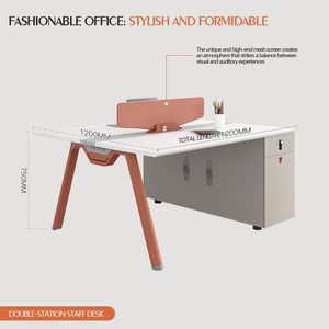 Simple Modern Four-Person Screen Computer <b>Desk</b> Office Staff Table Wooden <b>Workstation</b> With Cabinet - Product Image 5