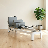 Máquina de Pilates Reformer de Aleación de Aluminio Blanca con Caja y Tabla de Salto para Gimnasios Comerciales, Estudios y Uso Profesional en Casa