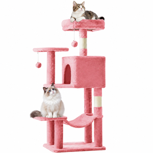 Árbol para Gatos de 44 Pulgadas, Torre de Escalada Multinivel con Postes Rascadores de Sisal Natural, Plataforma Extendida y Hamaca - Product Image 5
