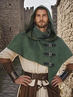Cape à capuche de moine médiéval pour cosplay d'Halloween avec boucles, cape à capuche Renaissance pour hommes, vêtements de scène