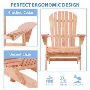 Chaises de patio Adirondack en bois massif canadien, modernes, pour jardin, cour, terrasse de piscine, plage - Meubles d'extérieur pour parc, cour - Product Image 3