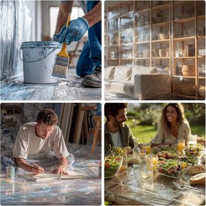 Painter Plastic Drop Cloth 9x12ft Waterproof Disposable <b>Tarp</b> for Painting Furniture Cover - Product Image 5
