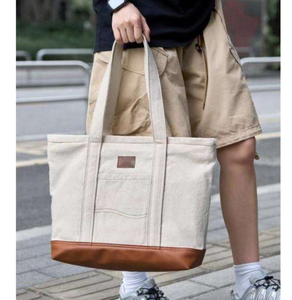 Sac à main en toile de taille moyenne pour femme, avec poignée, logo imprimé personnalisé, sac de shopping - Product Image 2