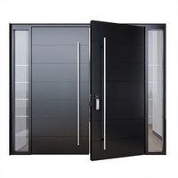 Porte d'entrée double en aluminium noir mat, porte de sécurité extérieure résidentielle, conception personnalisée et commande en gros disponibles