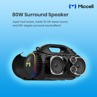 Altavoz Inalámbrico Portátil para Exteriores Miccell SP72 BT6.0, IPX5, Luces LED RGB, Batería de 4500 mAh, Control Táctil, Micrófono Integrado para Fiestas
