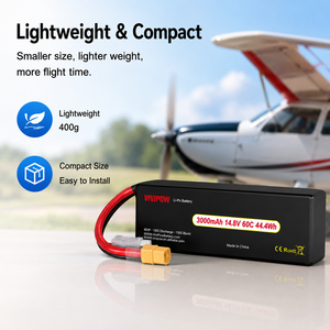 Batterie Lipo pour Drone 4S 14.8V 3000mAh 60C à Débit de Décharge Élevé, Batterie de Drone pour Course FPV RC avec Connecteur Personnalisé - Vente Flash - Product Image 1