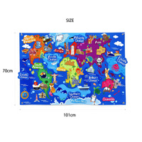 Tableau mural éducatif en feutre pour enfants, design moderne, carte du monde et sites célèbres, tapis de jeu éducatif en flanelle pour la rentrée scolaire