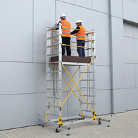 Mât télescopique vertical portable en aluminium, élévateur hydraulique à moteur diesel, table de 10 m, capacité de 300 kg, plateforme antidérapante, idéal pour hôtels et centres commerciaux