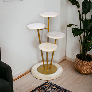 Wholesale Modern Golden Metal Coffee <b>Table</b> with Luxury <b>Marble</b> Top for Villa or Hotel Living Room Entrance Porch Multiple Usage - Product Image 6