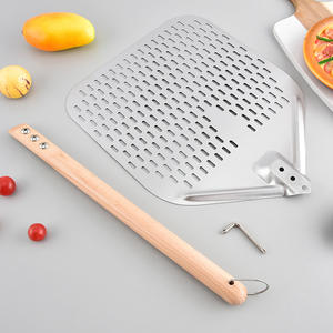 Premium desmontable 430 acero inoxidable perforado Pizza Peel plegable horno transferencia cocina hornear pastel herramienta de torneado - Product Image 2