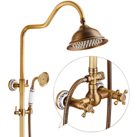 Ensemble de douche vintage en laiton antique avec système de douche pluie