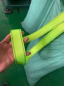 Sangle de fixation robuste SANBOO 42 mm jaune citron à deux rayures en polyester, capacité de charge 2T - Product Image 2