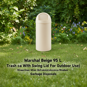 Cestino per rifiuti Marshal Beige 95 L con coperchio a battente per uso esterno - Product Image 3