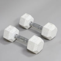 Ensemble d'haltères hexagonales en caoutchouc blanc de haute qualité sans odeur, 5 kg, pour entraînement complet du corps et musculation