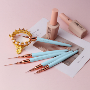 Juego de 5 Pinceles Profesionales para Decoración de Uñas, Diseño Ultrafino con Mango Azul Macaron, Personalizable con Logotipo, para Manicura y Pintura Artística - Product Image 5