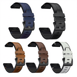 <span class=keywords><strong>Correa</strong></span> de Silicona y Cuero Trendybay de 20mm 22mm, Diseño Moderno, Compatible con Samsung Galaxy 7 6 <span class=keywords><strong>5</strong></span> 4 3, <span class=keywords><strong>Garmin</strong></span> <span class=keywords><strong>Fenix</strong></span> 6, Huawei GT Watch - Product Image 2