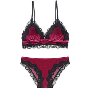 Ensemble de lingerie féminine jetable, respirant, écologique, à séchage rapide, sans couture, avec dentelle, en velours festonné, soutien-gorge à armatures et culotte taille haute - Product Image 4