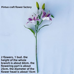 Nuovi <span class=keywords><strong>Fiori</strong></span> Artificiali di Giglio a 2 Teste Modello H600 per Decorazioni Floreali da Interno ed Esterno, Sale Matrimoni, Casa e Esportazione - Product Image 4