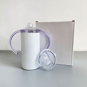Bouteille d'eau isotherme en acier inoxydable de 12 oz pour enfants, avec paille, double isolation, vierge pour sublimation, format skinny, avec bec verseur - Product Image 4