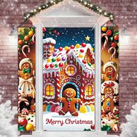 Housse de porte et bannière de Noël en forme d'homme en pain d'épices, décorations de Noël en pain d'épices pour mur, maison et extérieur