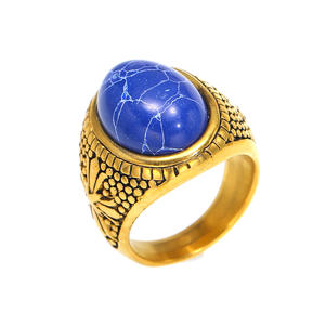 بيع بالجملة ريترو 316L صلب مقاوم للصدأ شخصية فاك فاخر مجوهرات راقية خواتم أحجار طبيعية للرجل - Product Image 3