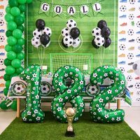 Balon Foil Angka Sepak Bola 40 Inch, Balon Foil Besar Bertema Olahraga Sepak Bola untuk Dekorasi Pesta Sepak Bola dan Ulang Tahun Pertama Anak Laki-Laki