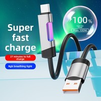 Câbles de données USB-C vers C en nylon tressé, 100W, charge rapide, 1,2 m, prêts à être expédiés, accessoires pour téléphone, type-C, RGB