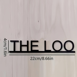 Insegna da Bagno Moderna in Legno LOO, Decorazione da Parete Nera Audace, Stile Minimalista per Montaggio su Porta o Parete, Arredamento Casa - Product Image 2