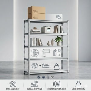 Étagères de <span class=keywords><strong>garage</strong></span> sans boulons à 5 niveaux, étagères de rangement domestiques, étagère en fer avec panneaux MDF, unité de rangement en acier pour entrepôt, étagères de présentation - Product Image 6