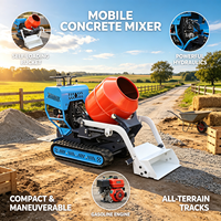Chargeuse sur chenilles à moteur diesel avec accessoire de mélange de béton, équipement hydraulique portable pour la construction de routes et de ponts
