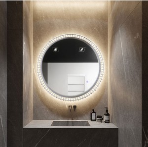 Miroir de maquillage lumineux LED <span class=keywords><strong>80CM</strong></span> avec éclairage nocturne, design moderne diamant, pour salle de bain et chambre, décoration intérieure, suspendu, dropshipping DDP - Product Image 5
