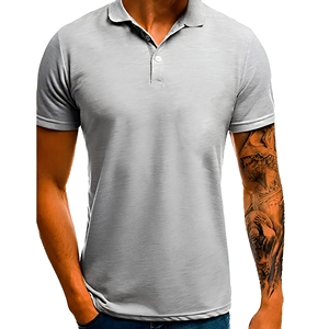 Camisa Polo de Manga Corta para Hombre, Color Sólido, Algodón Tejido, Transpirable, Diseño Casual con Botones, Corte Regular - Product Image 1