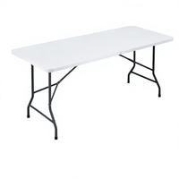 Table pliante en plastique blanc robuste de 6 pieds, pliable en deux, portable pour pique-niques et événements en plein air