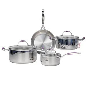 Realwin Kitchen Accessories 7 Pieces Triply Nonstick Cooking Set Stainless Steel Pots And Pans Cookware Set