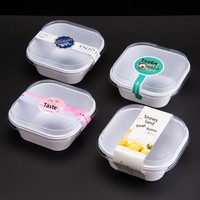 Emballage transparent carré style influenceur pour gâteaux au tofu au lait de coco, boîte à petit gâteau, pudding et desserts moelleux