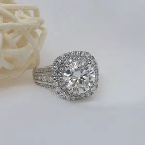 Paston批发价3ct圆形硅石戒指D VVS1 10K 14k纯白金订婚结婚戒指