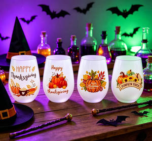 <span class=keywords><strong>Verres</strong></span> <span class=keywords><strong>à</strong></span> <span class=keywords><strong>vin</strong></span> sans pied personnalisés de qualité supérieure avec motif Halloween – Jolies coupes en forme d'œuf pour les fêtes - Product Image 1