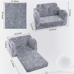 <b>Kids</b> <b>Sofa</b> Foldable Memory Foam Grey Pink Luminous Design For 3 Years And Above - Product Image 5