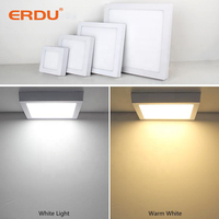 Plafonniers LED encastrés ERDU, nouveau design simple, rond et carré, 6w 12w 24w