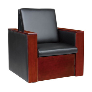 Fauteuil inclinable Jiarunde en bois massif et cuir artificiel 83x85x95cm, chaise de bureau pour la sieste, canapé-lit pliant, chaise d'appoint - Product Image 5