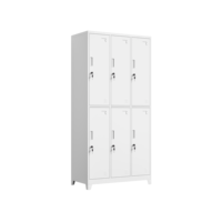 Casier de rangement métallique à 6 portes, armoire vestiaire en acier pour personnel avec serrure à clé sécurisée, trou de ventilation, pour bureau, salle de sport, dortoir