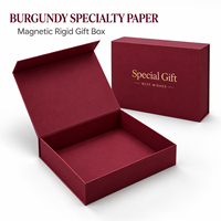 Boîte cadeau rigide magnétique bordeaux personnalisée en usine, emballage de luxe en papier avec logo en feuille d'or pour bijoux, parfums et cadeaux de fêtes