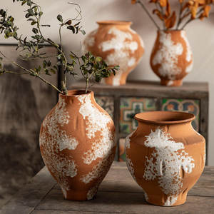 Jarrón de cerámica áspera hecho a mano <span class=keywords><strong>con</strong></span> arreglo floral viento tranquilo Zen intención rama seca jarrón decoración antigua - Product Image 2