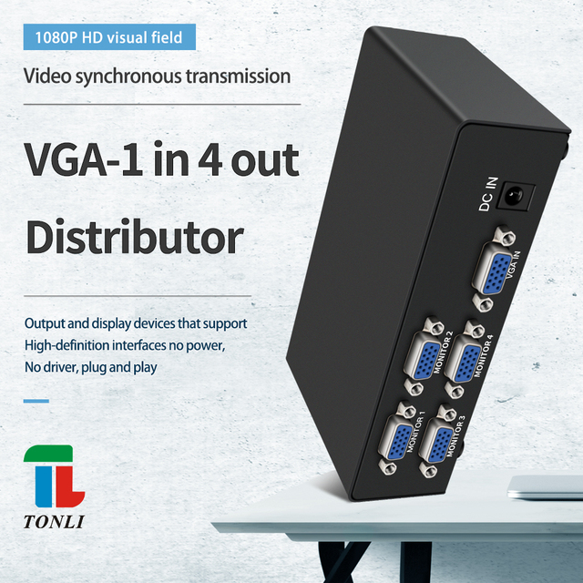 350MHz VGA Splitter 4port 1920*1440 1in 4output VGA Splitter 1x4
