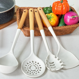 Juego de utensilios de cocina de silicona resistentes al calor, 13 piezas, utensilios de cocina con mango de madera y soporte - Product Image 6