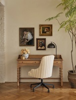 Bureau d'écriture de style français MYHOME de haute qualité en bois de frêne massif, bureau étroit pour la maison ou le bureau avec tiroirs