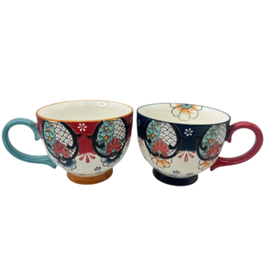 Tasse en céramique de style classique chinois, peinte à la main, motif carpes koi porte-bonheur, 16 oz, pour petit-déjeuner, café et thé au lait - Product Image 4